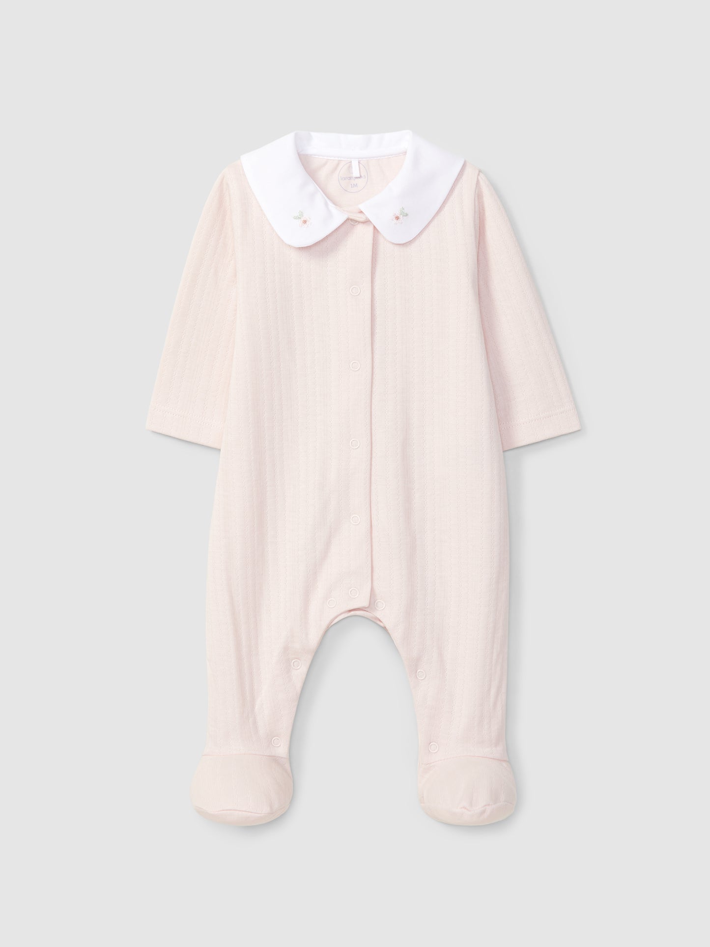 Babygrow algodão ôrganico gola flores LARANJINHA